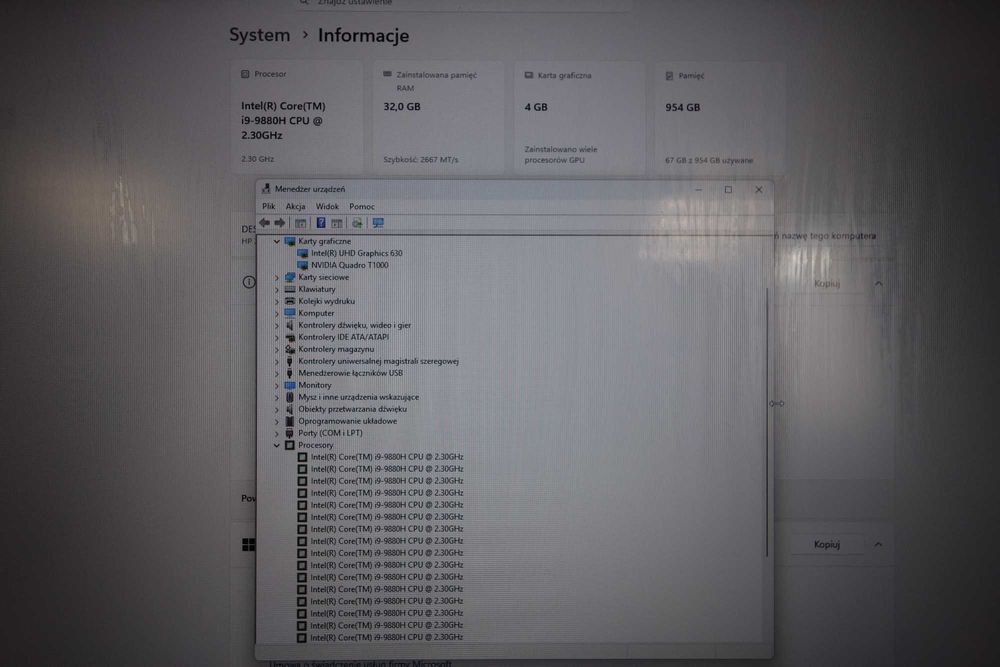 Laptop Poleasingowy HP ZBOOK 15 G6 15,6" FHD i9 32GB 1TB NVME NVIDIA Win11 GW FV