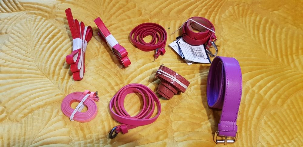 Pasek do spodni spódnicy czarny skórzany eco klamra czerwony złoty bra