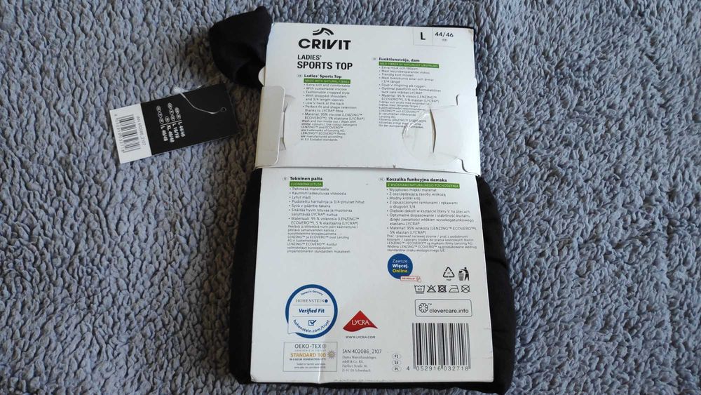 Koszulka funkcyjna Crivit czarna L 44/46 z metką