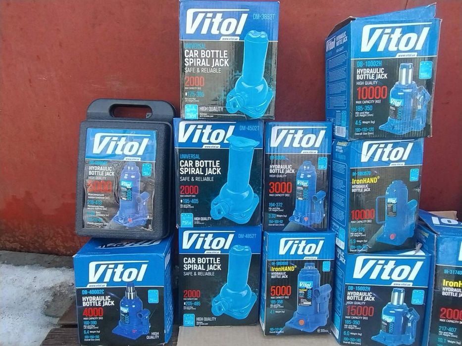 Домкрат VITOL в Асортименті 2 штокові(червячні,гідравлічні),одноштоков