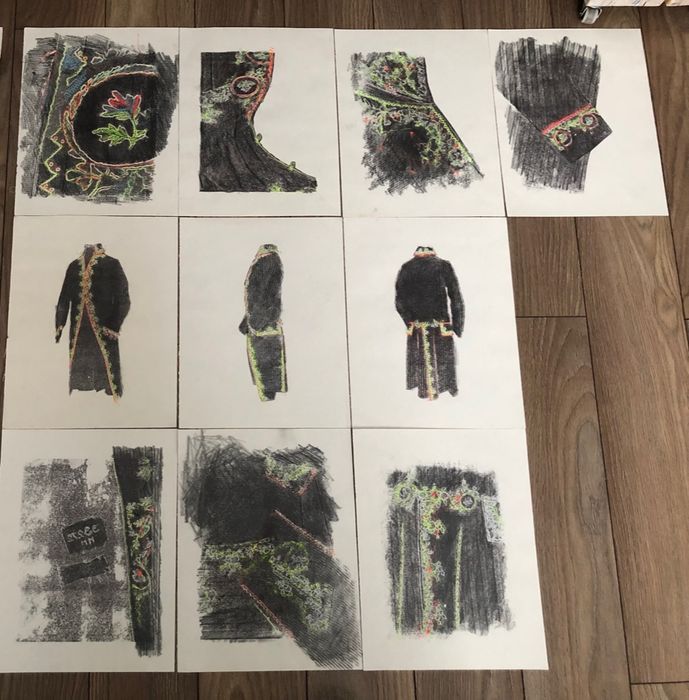 Praca rysunkowa modowa zurnalowa grafit mloda sztuka