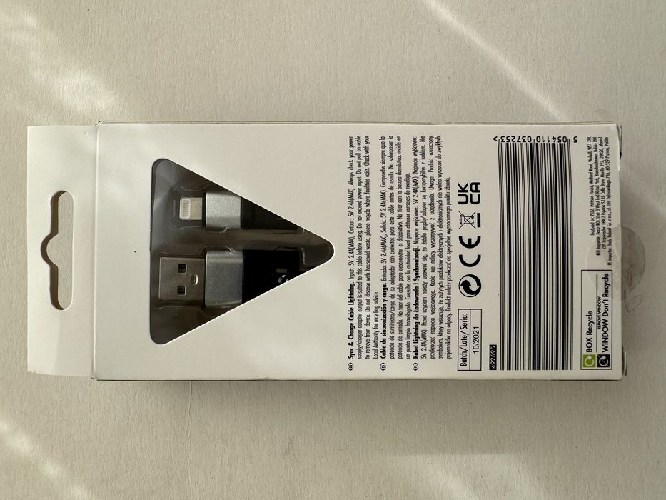 Cabo Sync e Fast Charge Lightning / USB-A 2m 5V 2.4A Vildo