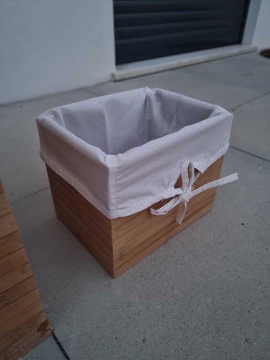 Caixas arrumacao bambu e tecido