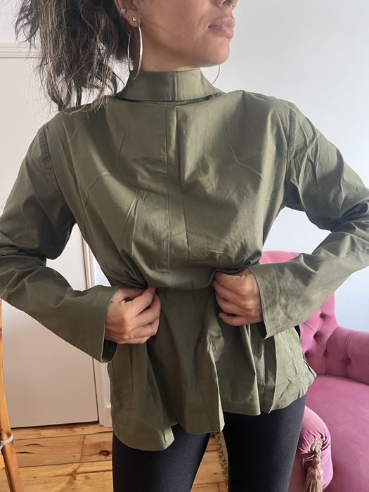 Camisa de Velcro cor tropa com estilo tamanho S/M