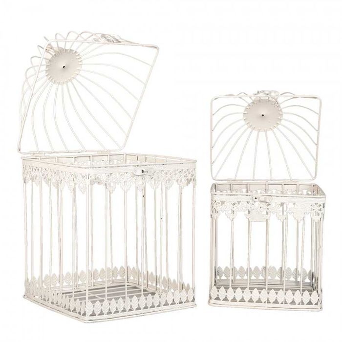 Klatka metalowa kremowa L h 32cm. 6Y4278