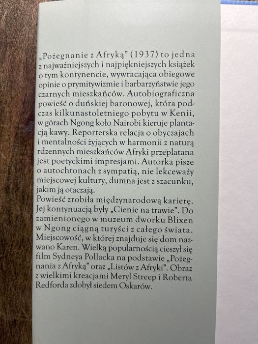 Karen Blixen Pożegnanie z Afryką