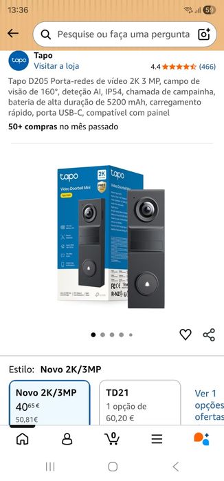 Campainha sem fios Tapo d205