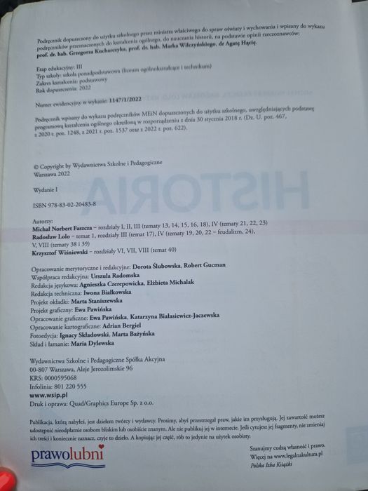 Podręcznik Historia liceum I technikum Nowa edycja Wsip