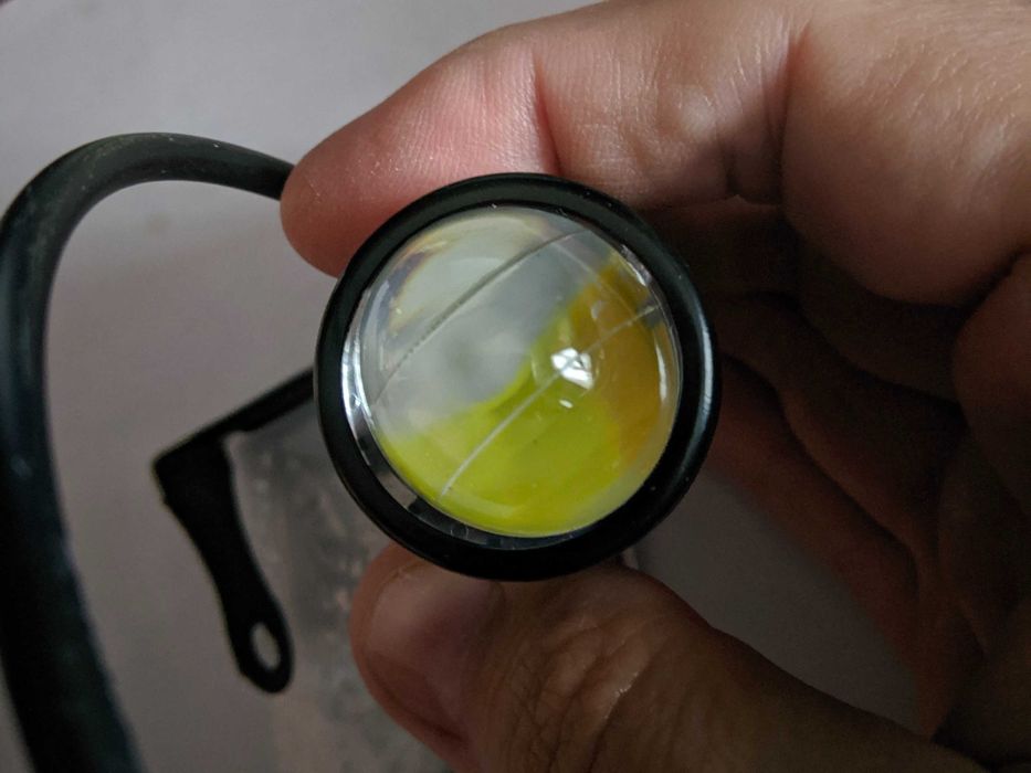 Міні фара LED вело/мото 12V колір Білий/Жовтий