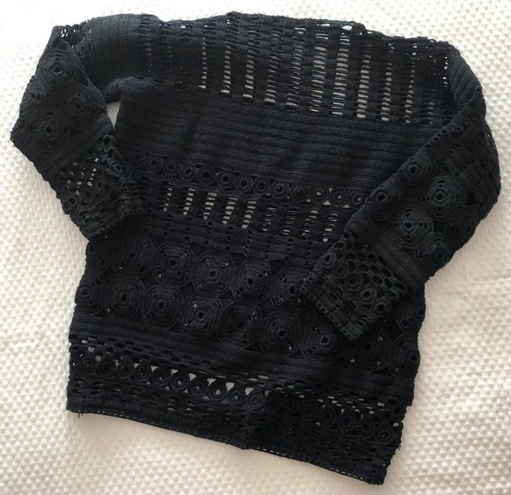 Camisola preta em croché - peça única - T.S /M