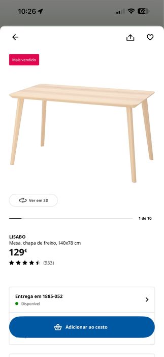 Mesa com 4 cadeiras Lisabo 140x78