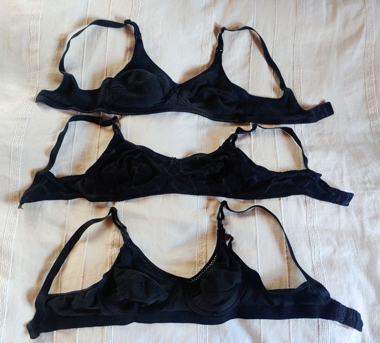 3 czarne biustonosze do karmienia 80B/85B bawełna