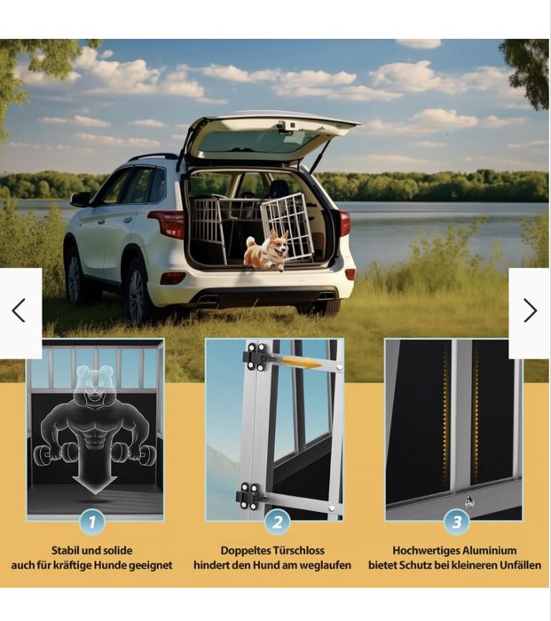 Caixa/Gaiola de transporte Dupla para cães em Aluminio