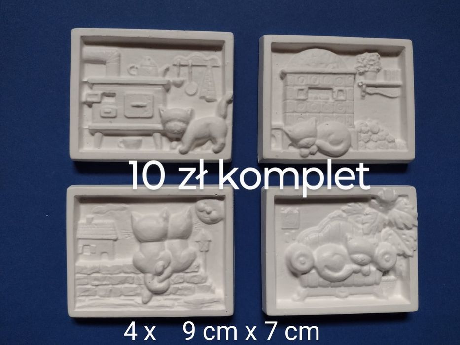 Gipsowe obrazki KOTY 4 sztuki