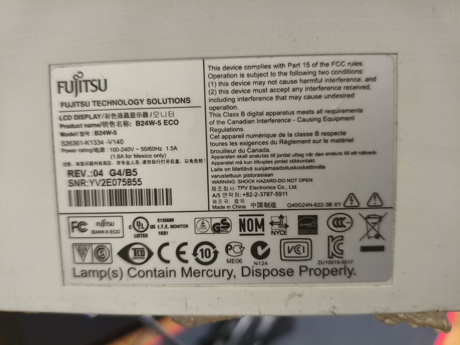Монітор 24" Fujitsu B24W-5 ECO (1920x1200 / 16:10)