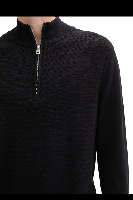 Sweter męski Tom Tailor Knit troyer in a mix of textures r. S black