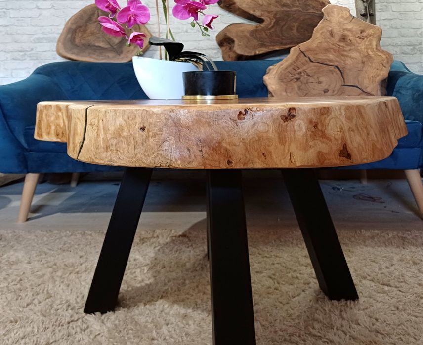 Stolik kawowy 86x76cm plaster drewna loft