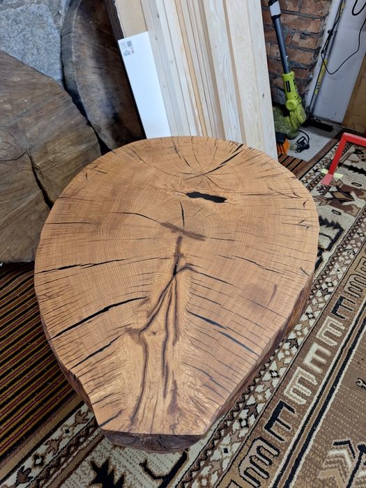 Stolik dębowy plaster