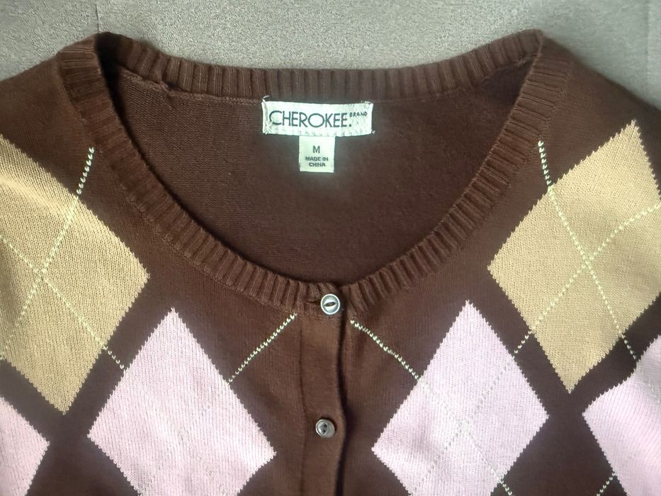 Sweter brązowy w romby 100% bawełna