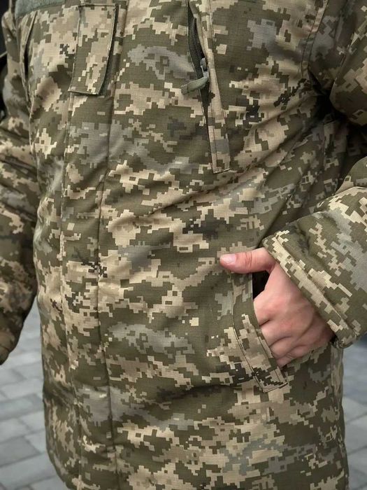 Зимняя мужская куртка-бушлат Пиксель Rip-Stop с капюшоном