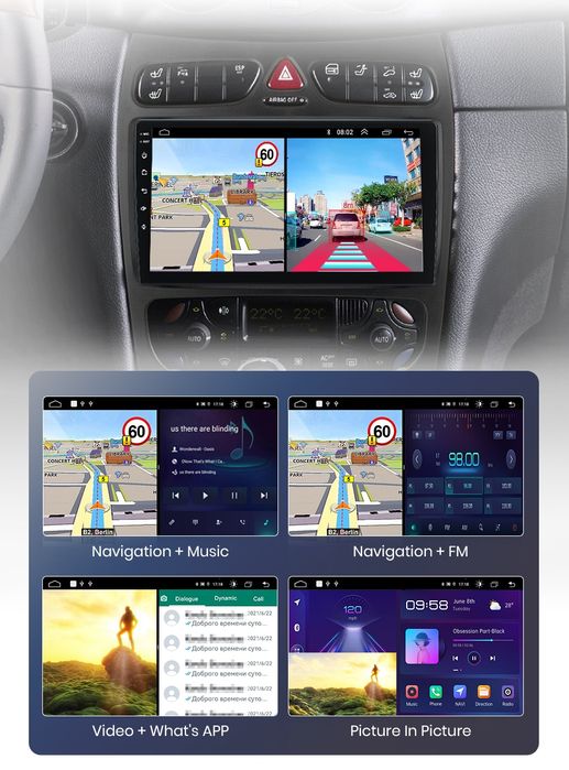 Rádio 9" android Mercedes C-CLK 2000-05 W203 S203 A209 WIFI GPS Novo