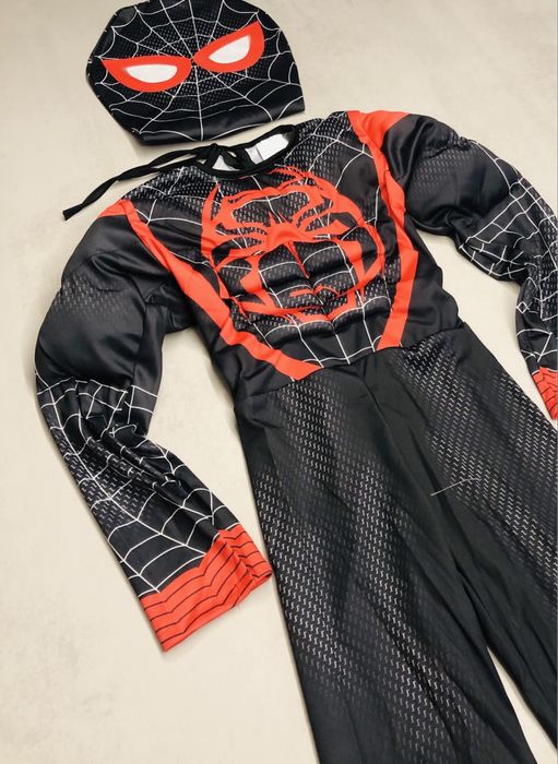 Spiderman 122 cm nowy strój kostium Miles Morales czarny Spider-man