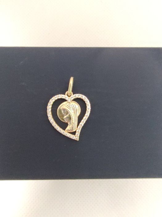 Złota zawieszka Matka Boska w sercu PR 585