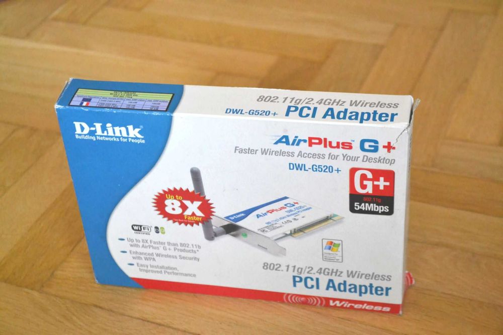 karta WIFI PCI wireless card D-LINK DWL-G520+ pudełko sterowniki