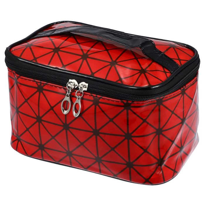 Kosmetyczka podróżna z lustrem duża czerwona organizer do makijażu