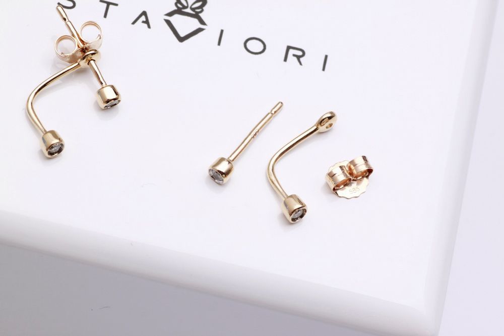 Złote kolczyki Staviori z diamentem