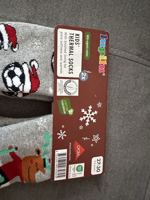 Termiczne skarpetki dla chłopca 2 pary renifer piłka nożna nowe