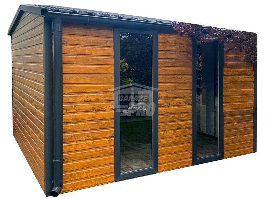 Schowek Domek Ogrodowy 3x3m drzwi 2x okno drewnopodobny rynny GP566
