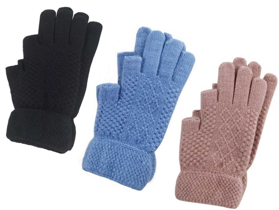 NOWE Czarne pięciopalczaste rękawiczki bez palców do smartfona UNISEX