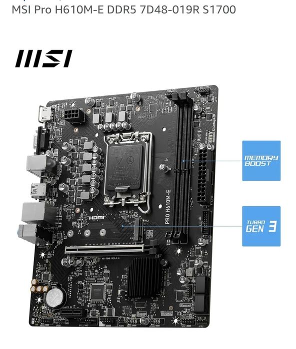 Board MSI PRO H610M-E/DDR5