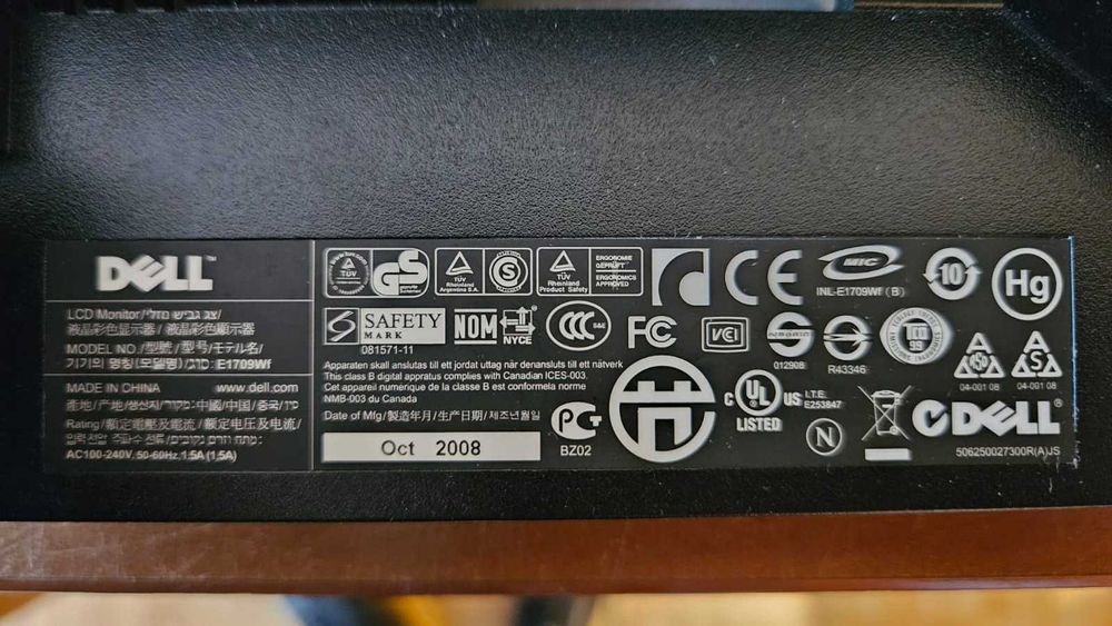 Monitor Dell E1709Wf 17'' Cali