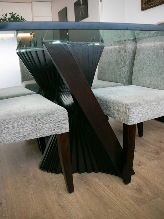 Mesa de Jantar vidro e madeira 1,80 x 1m