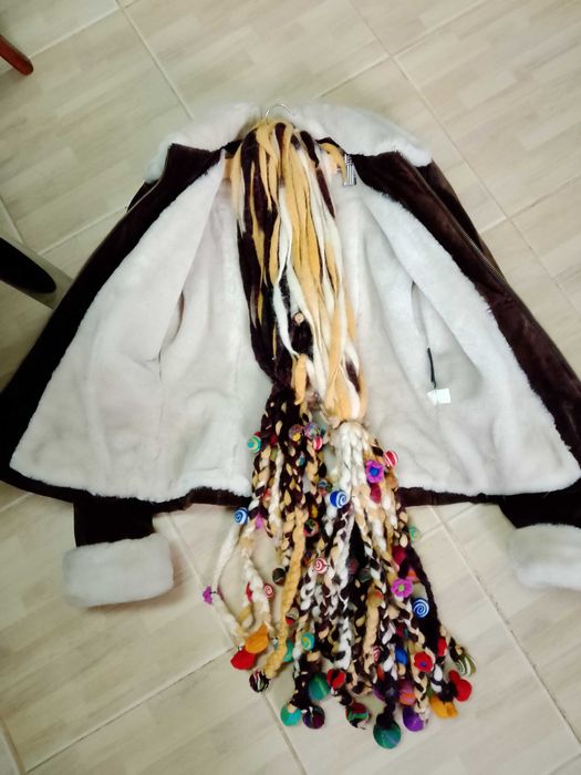 Casaco em pele e pêlo e cachecol em ótimo Estado