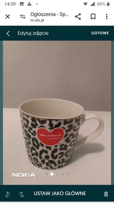 nowy zestaw kubek+talerzyk panterka