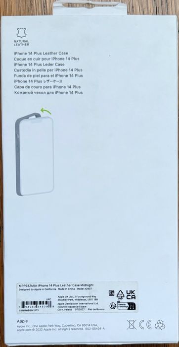 Capa Apple em pele (cor: meia-noite) com MagSafe para iPhone 14 Plus- nova