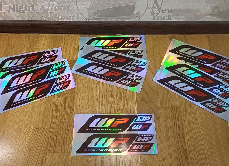 Наклейки на вилку мотоцикла WP (White Power) 22×11 см