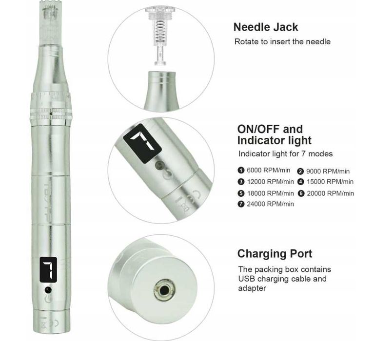 Dermapen TBPHP M1 z LCD mezoterapia + 10 igieł