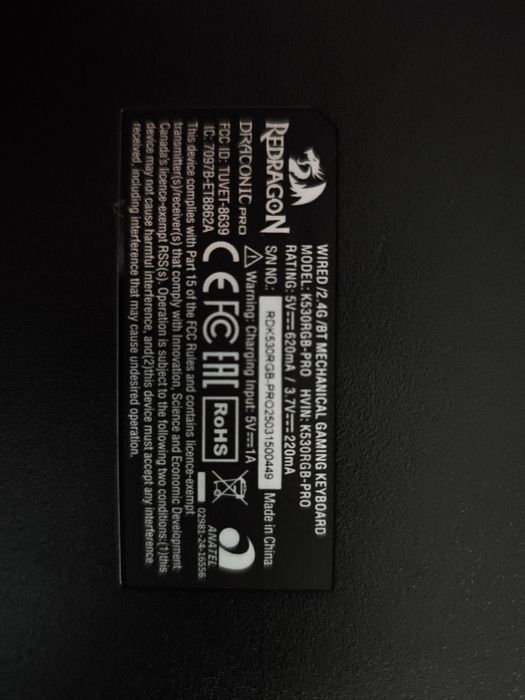 Teclado Mecânico Red Dragon k530 R33bk