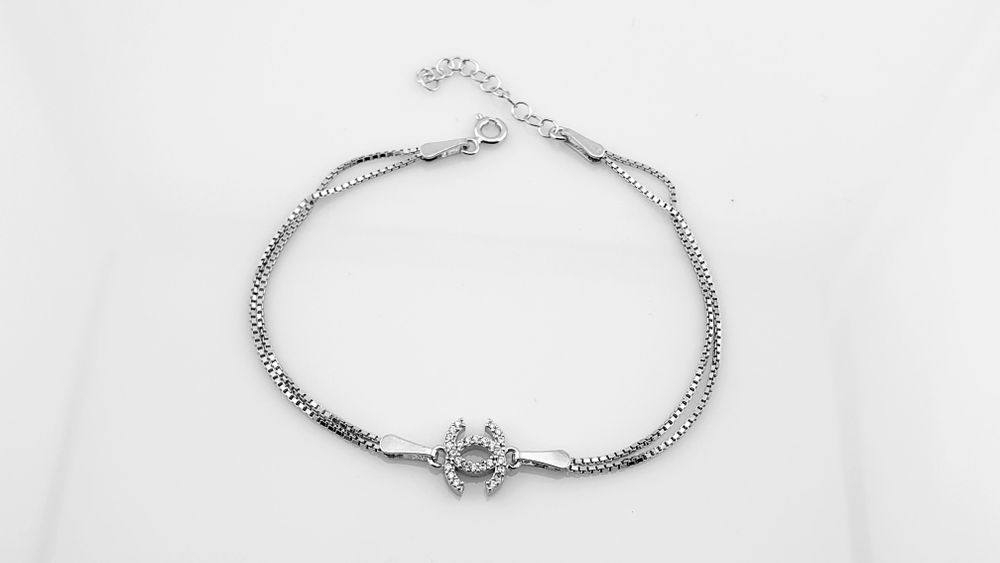 Bransoletka celebrytka srebrna pr.925 wzór cc z cyrkoniami