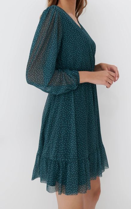 Sukienka zielona groszki Mohito 34 XS tiul