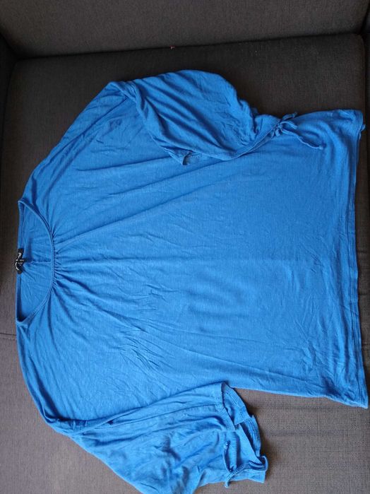 Niebieska bluzka bluzeczka damska z wiskozy plus size