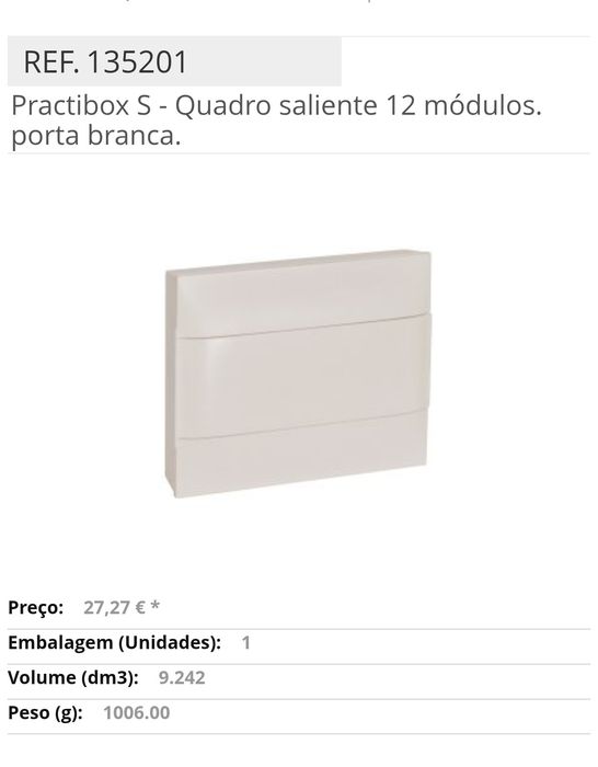 Quadro eléctrico 12 Módulos Legrand