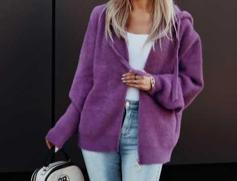 Bluza kurtka alpaka alpaki fiolet fioletowa śliwkowa s m l