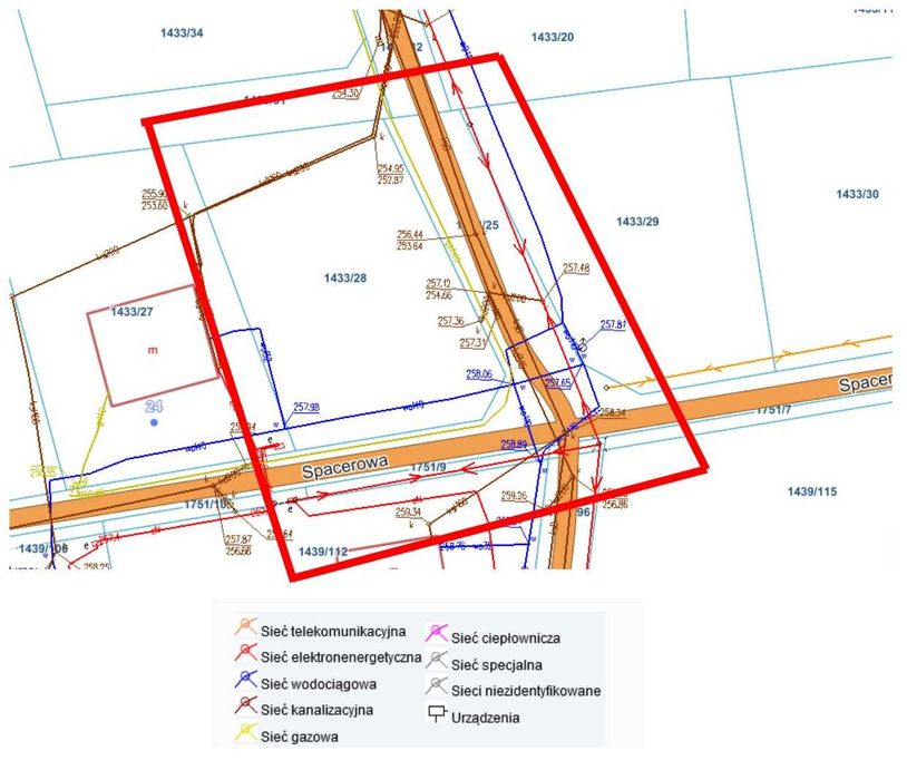 Działka Budowlana 768 m² Kończyce Małe ul.Spacerowa - Więcej