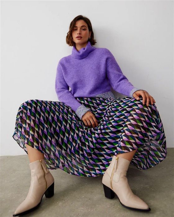 solejka ,,Oliver Bonas"  plisowana midi spódnica wzór 36/S  UK 8