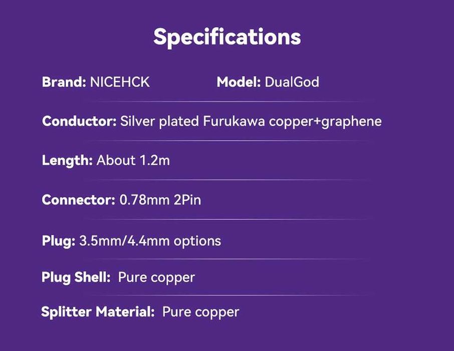 ‼️ NiceHCK DualGod (2Pin 0.78 I 3.5/4.4) - премиальный сменный кабель
